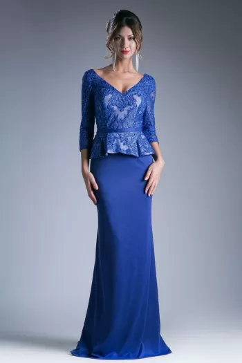 E2XL0147 : Vestido largo, talla 14, color azul royal, escote ilusion,  encaje parte suprior. : Alquiler/Venta :  :: Hermosillo  Sonora Mexico :: 52 662 381 7134
